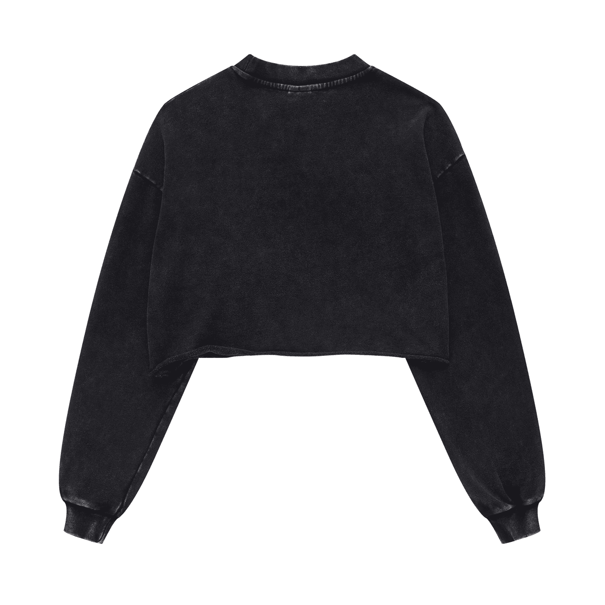Washed Raw-Edge Cropped Crew Neck Sweatshirt（380GSM）