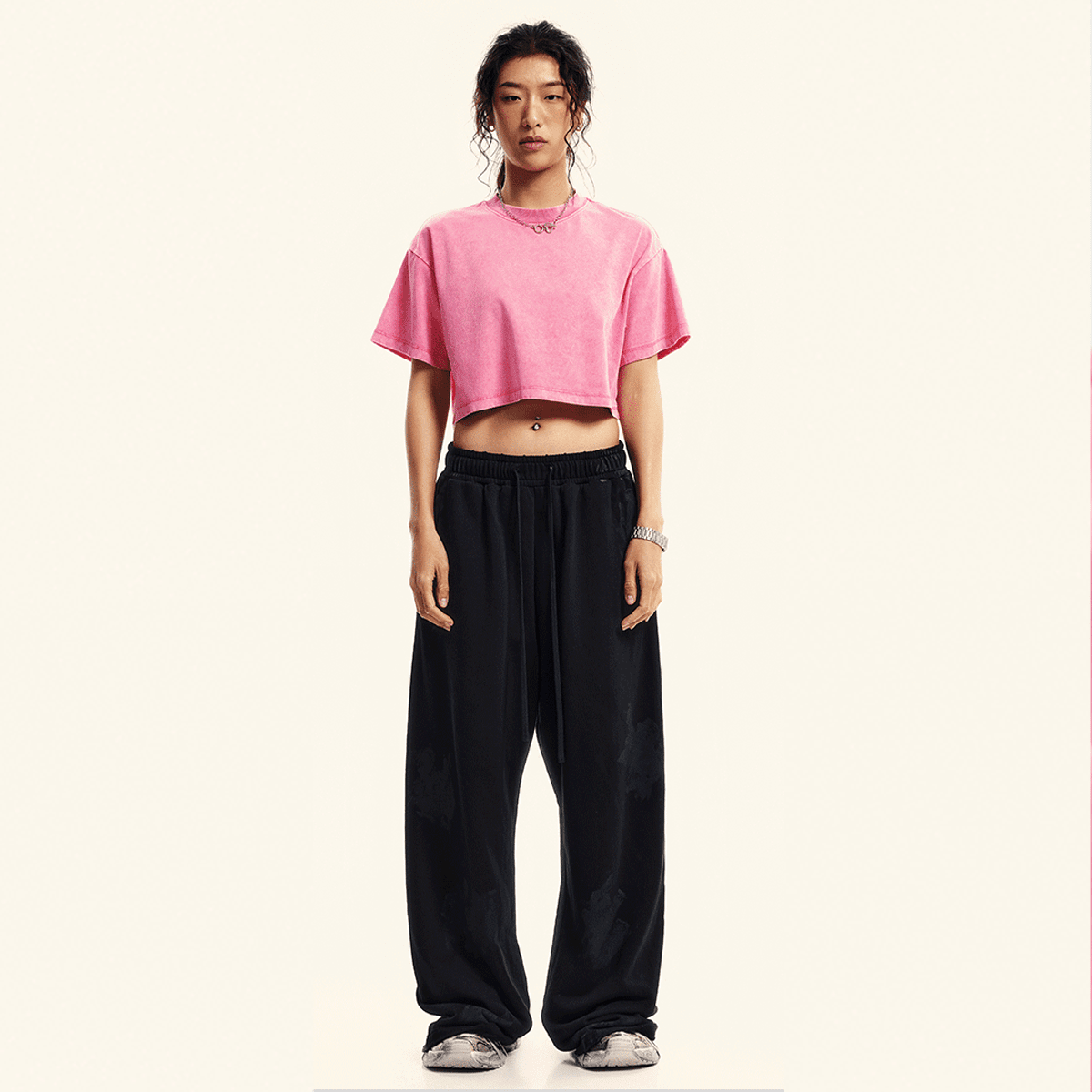 Heavyweight Washed Loose-Fit Cropped Crewneck T-Shirt (230GSM)