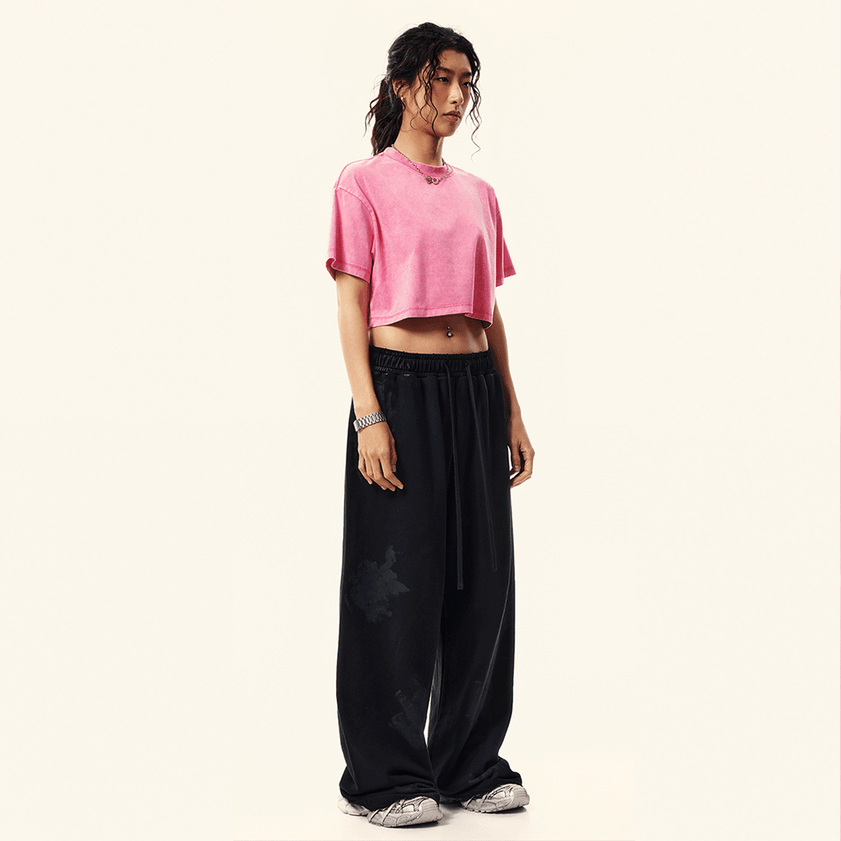 Washed Loose Fit Cropped Crewneck T-shirt(230GSM)