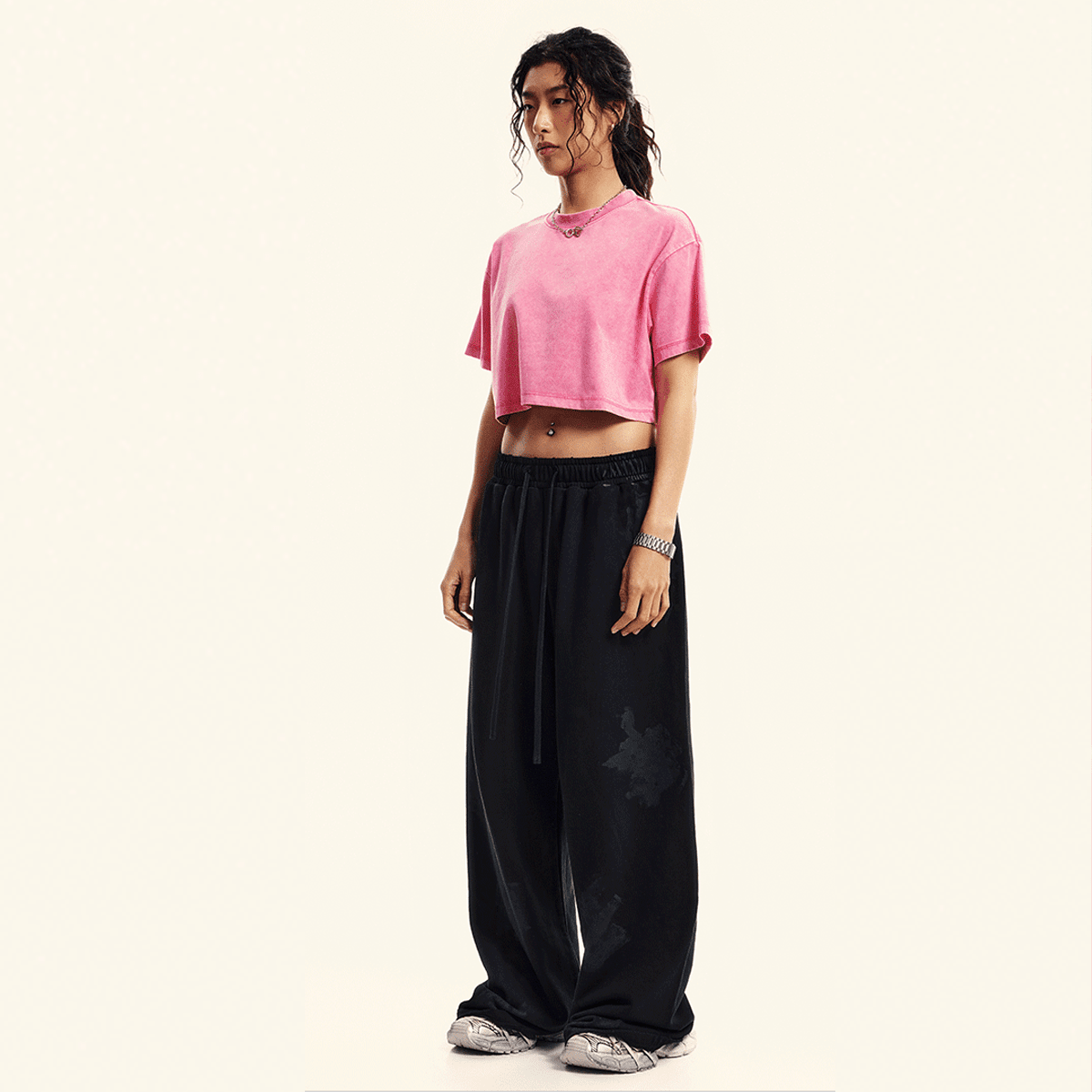 Washed Loose Fit Cropped Crewneck T-shirt(230GSM)