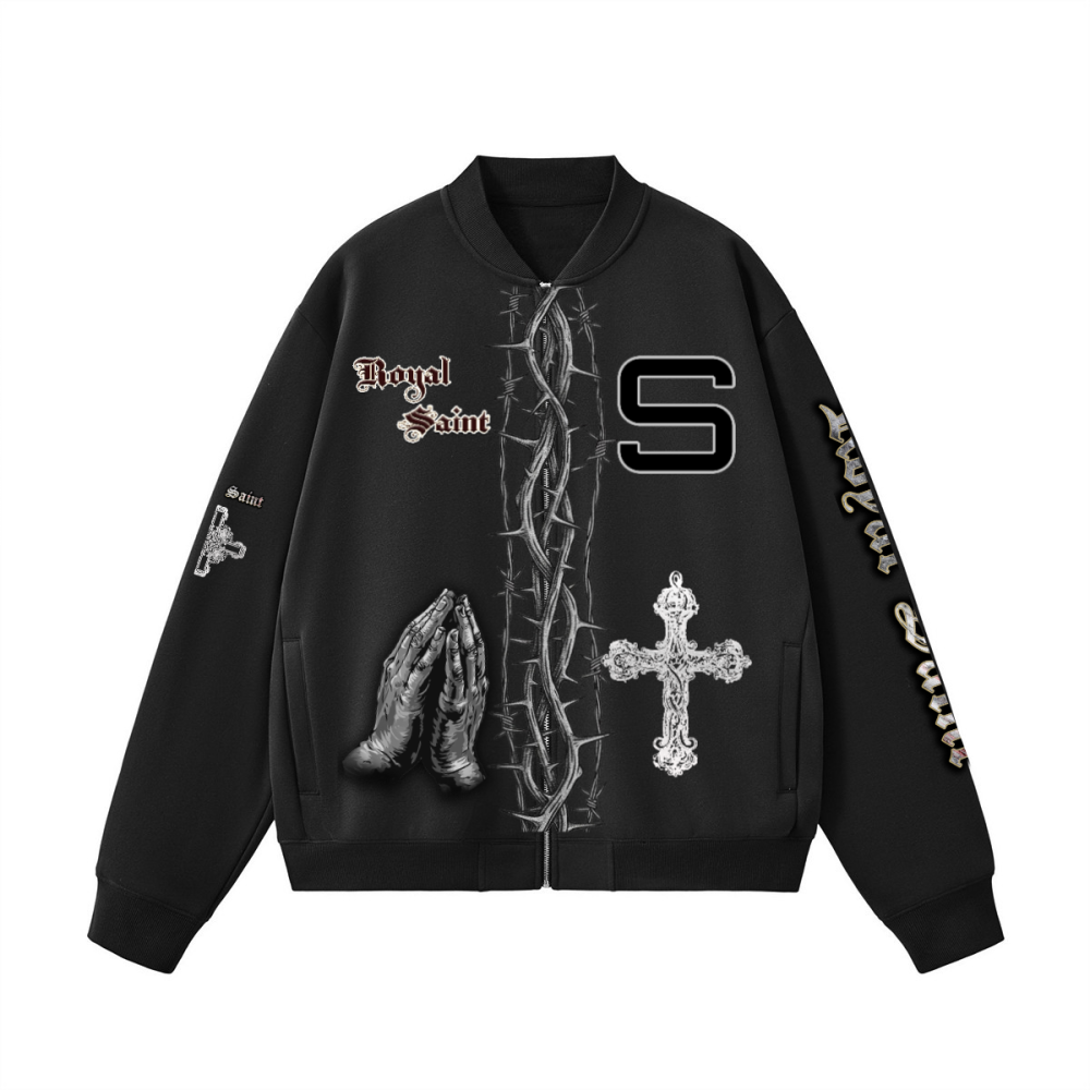 Unisex Fleece Zip-Up Baseball Jacket（360GSM）