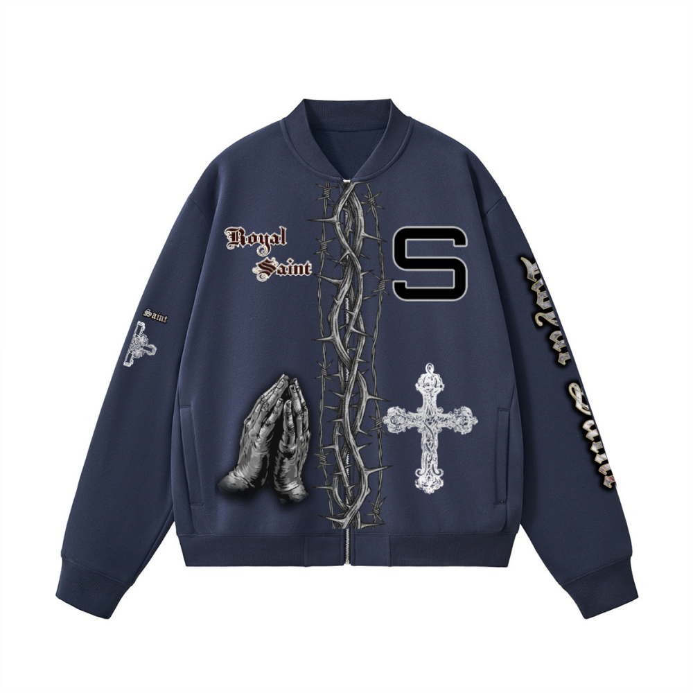 Unisex Fleece Zip-Up Baseball Jacket（360GSM）