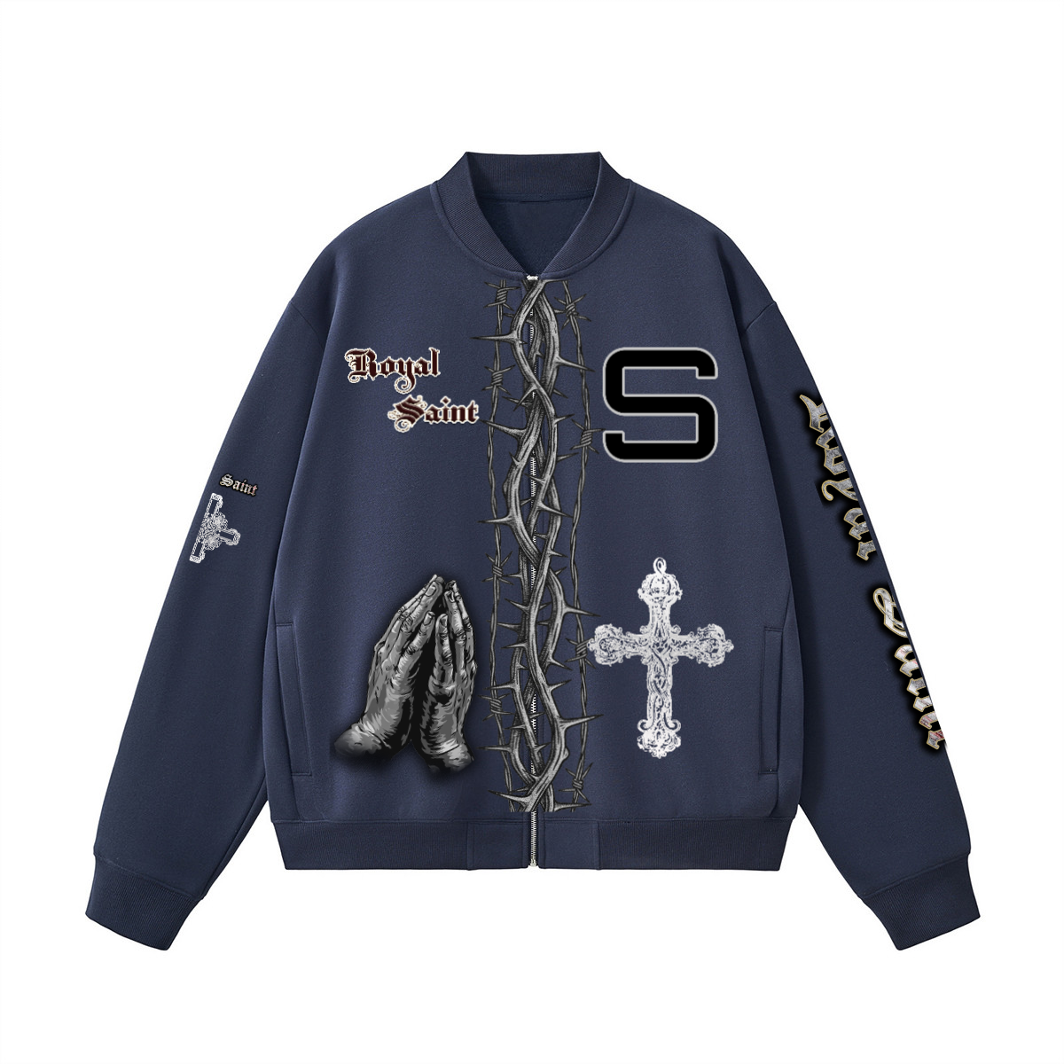 Unisex Fleece Zip-Up Baseball Jacket（360GSM）