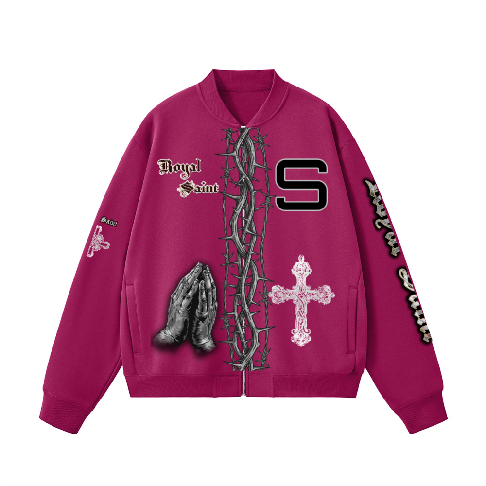 Unisex Fleece Zip-Up Baseball Jacket（360GSM）