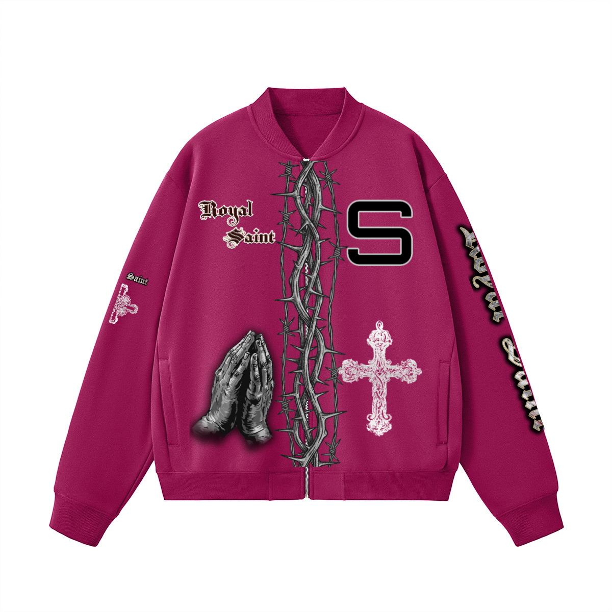 Unisex Fleece Zip-Up Baseball Jacket（360GSM）