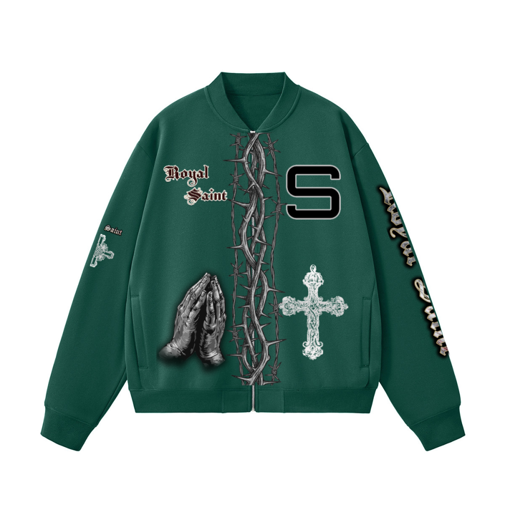 Unisex Fleece Zip-Up Baseball Jacket（360GSM）