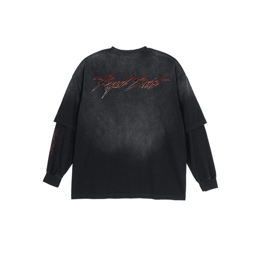 Unisex Washed Vintage Double-gauze Long-sleeve T-shirt（280GSM）