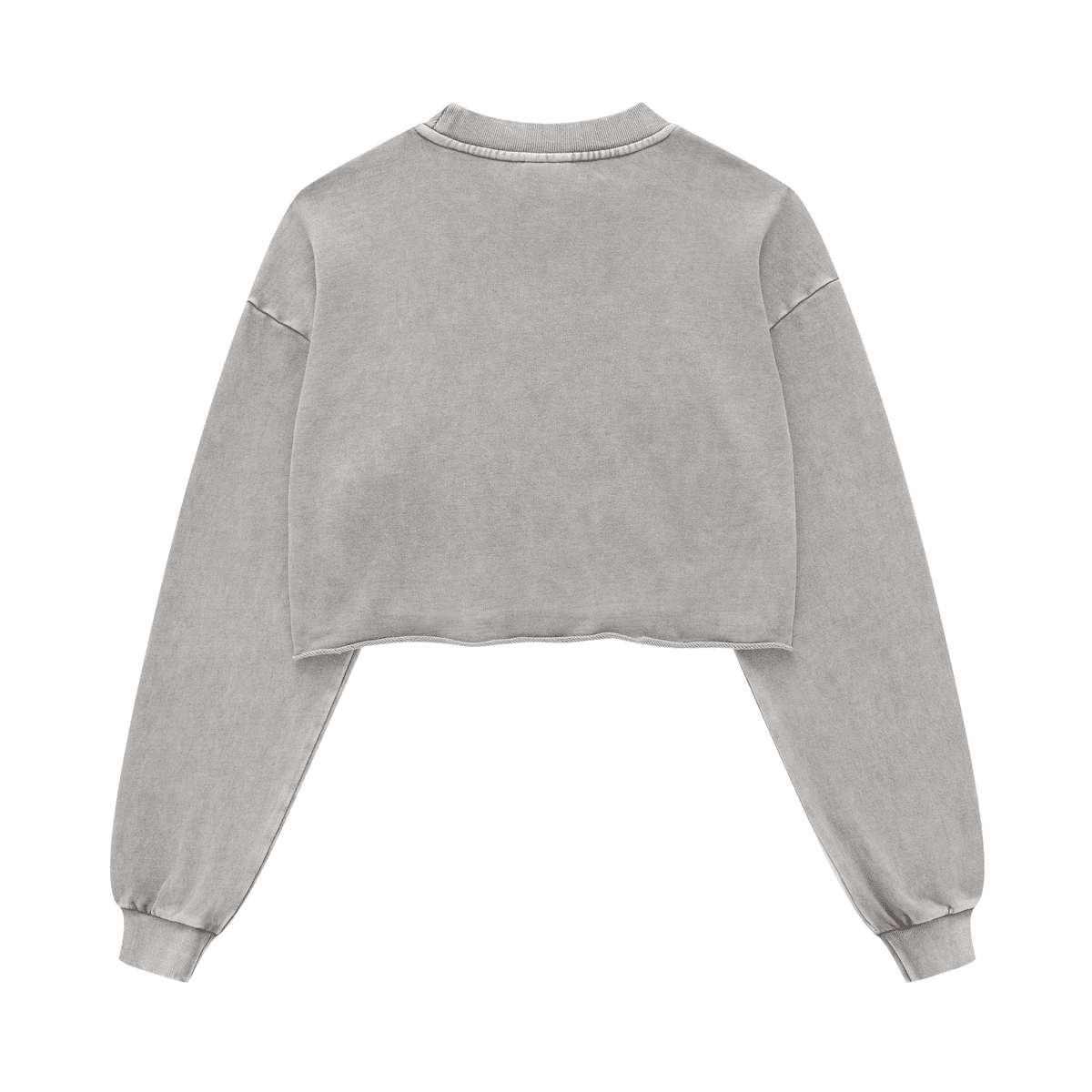 Washed Raw-Edge Cropped Crew Neck Sweatshirt（380GSM）