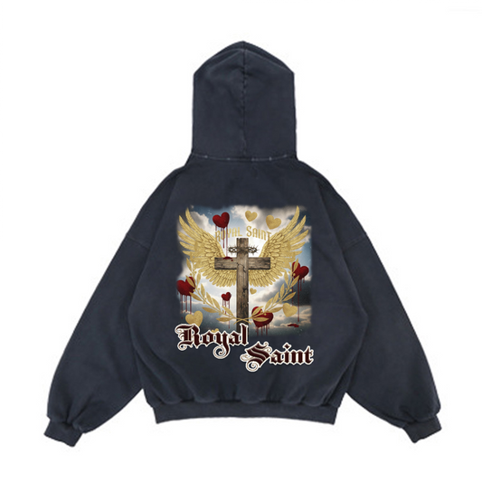 Reverse Pocket Design Distressed Hoodie(440GSM)
