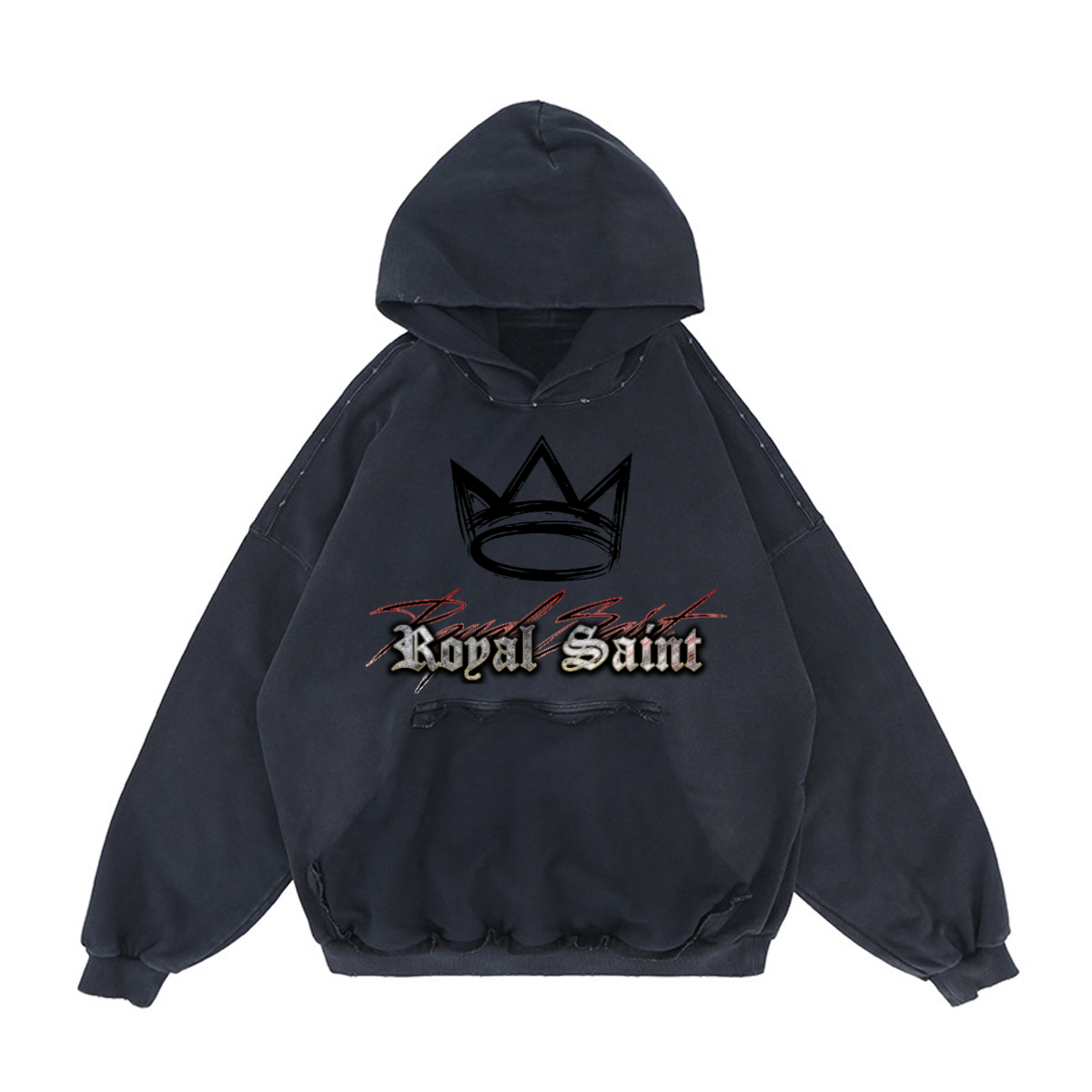 Reverse Pocket Design Distressed Hoodie(440GSM)