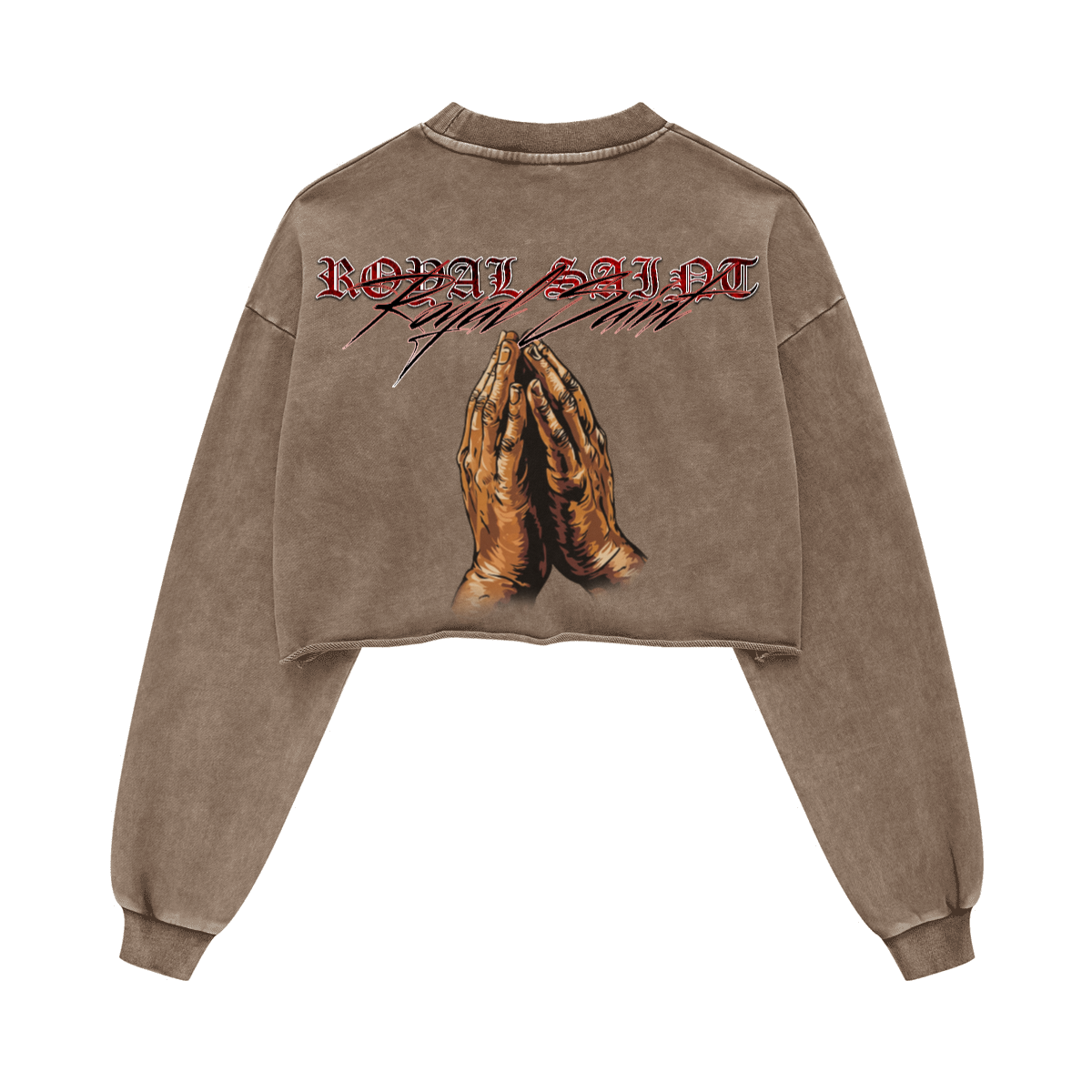 Washed Raw-Edge Cropped Crew Neck Sweatshirt（380GSM）