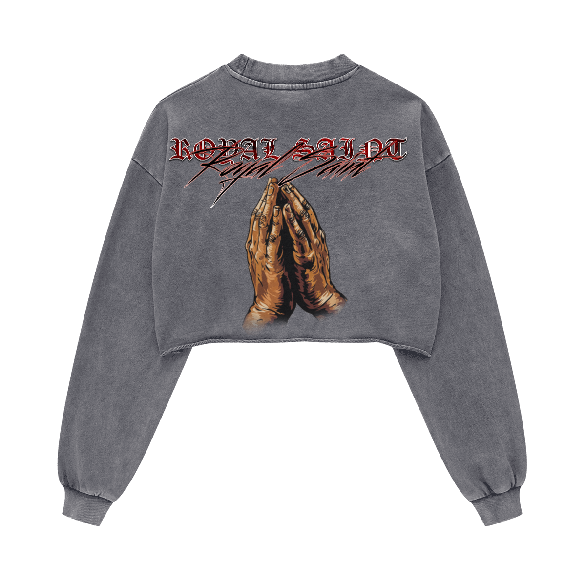 Washed Raw-Edge Cropped Crew Neck Sweatshirt（380GSM）