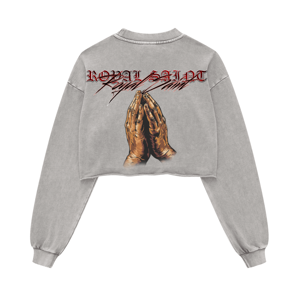 Washed Raw-Edge Cropped Crew Neck Sweatshirt（380GSM）