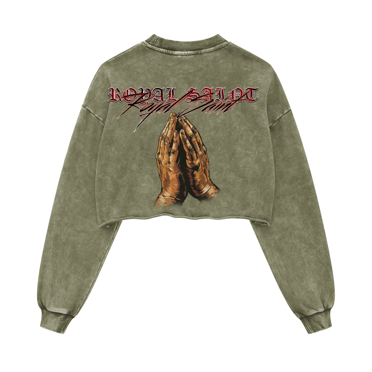 Washed Raw-Edge Cropped Crew Neck Sweatshirt（380GSM）