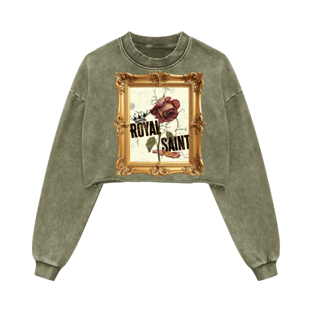 Washed Raw-Edge Cropped Crew Neck Sweatshirt（380GSM）