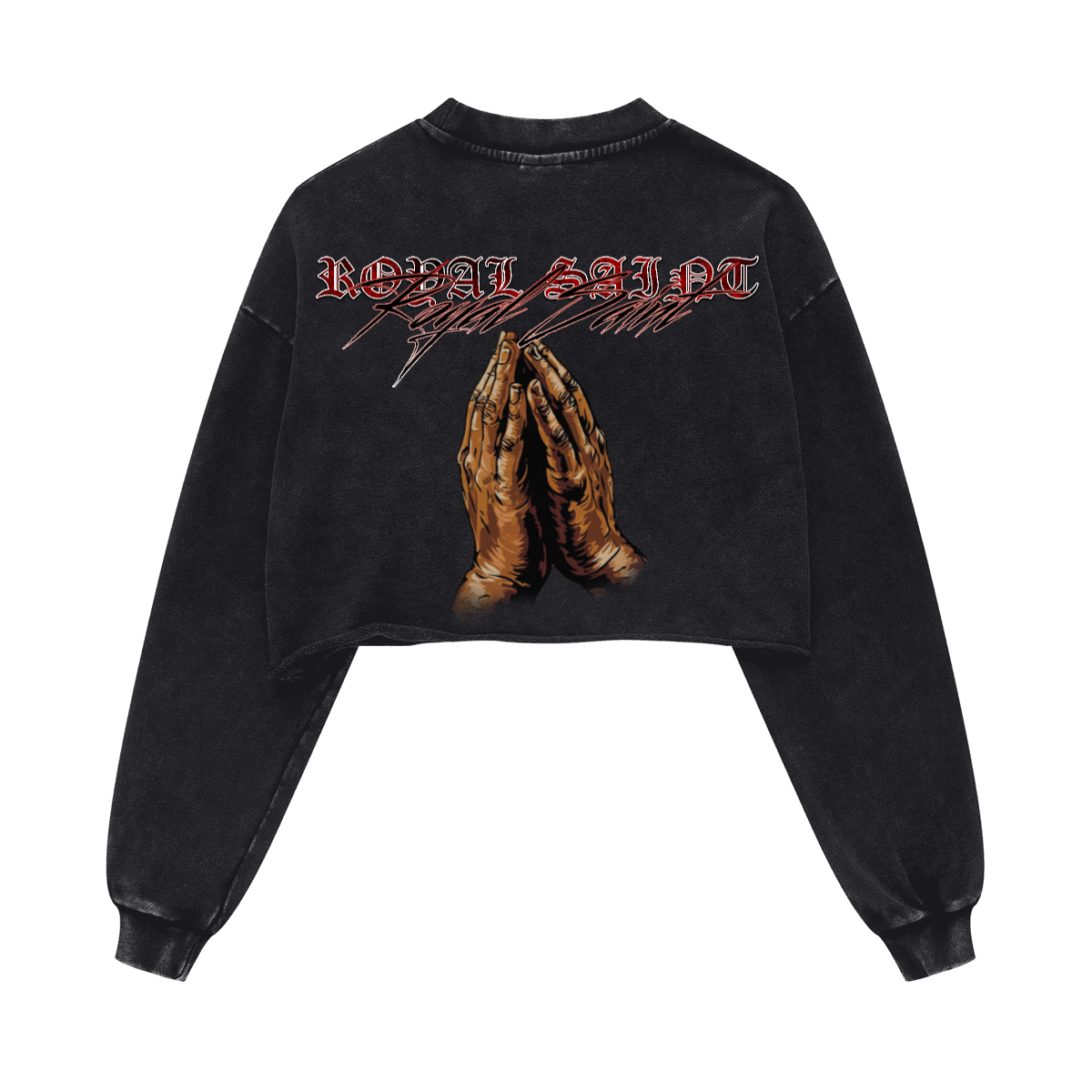 Washed Raw-Edge Cropped Crew Neck Sweatshirt（380GSM）