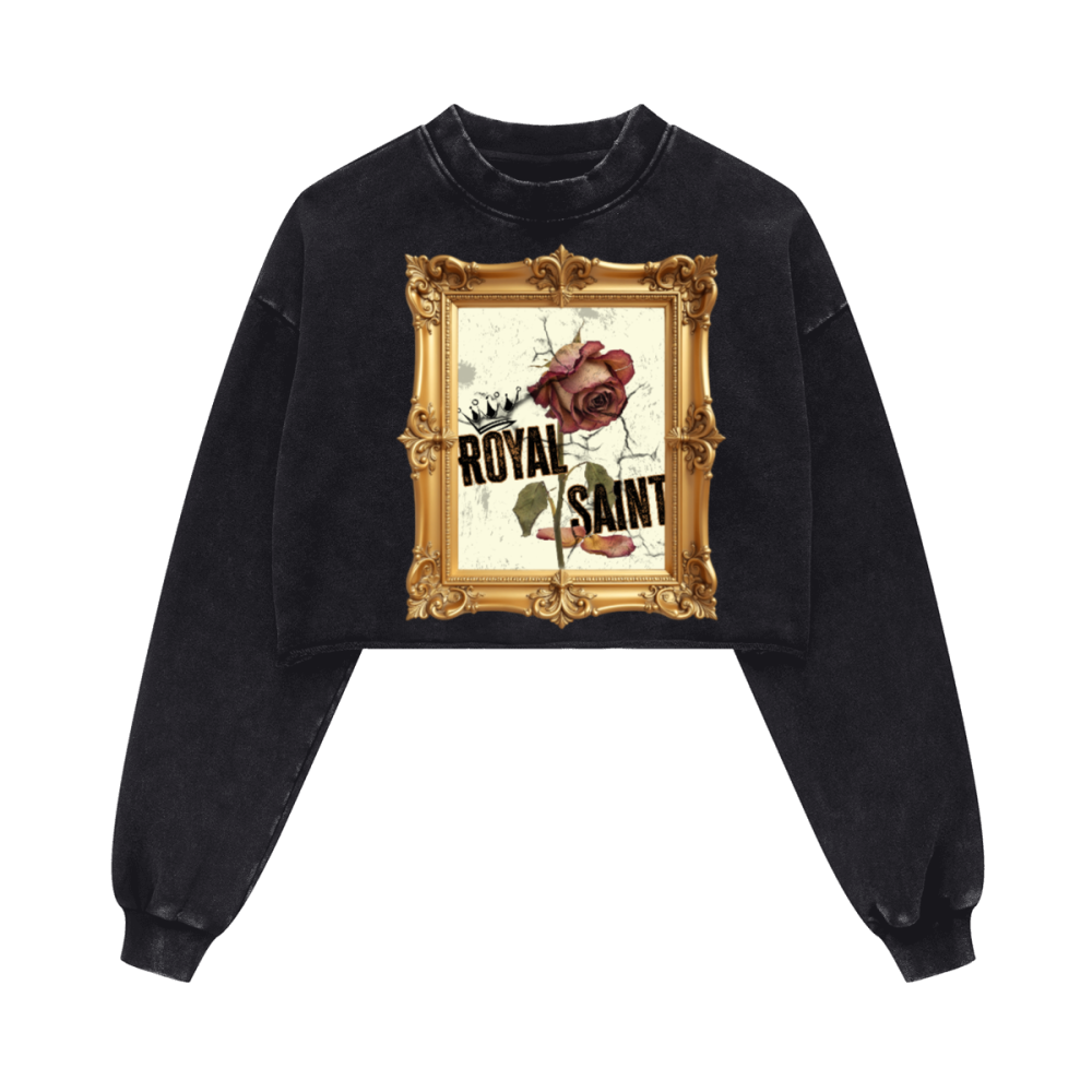 Washed Raw-Edge Cropped Crew Neck Sweatshirt（380GSM）
