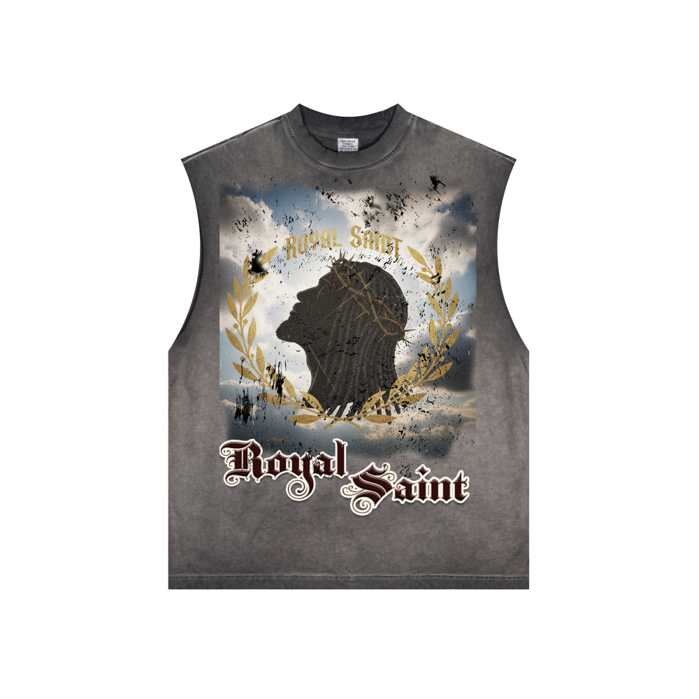 Washed Crew Neck Tank Top(250GSM)