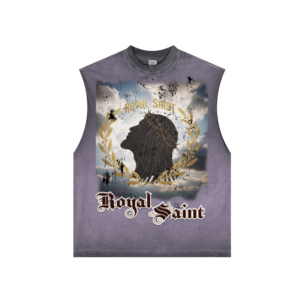 Washed Crew Neck Tank Top(250GSM)
