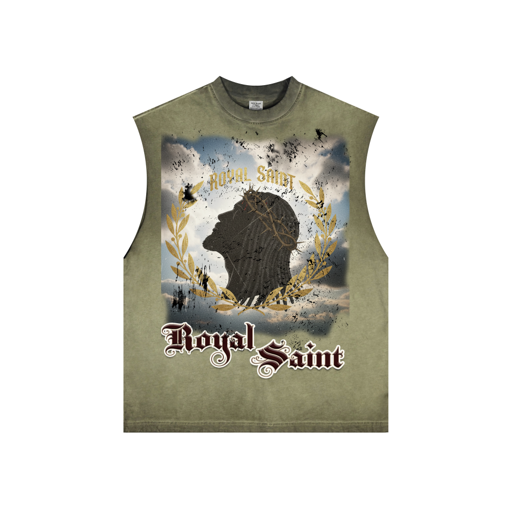 Washed Crew Neck Tank Top(250GSM)