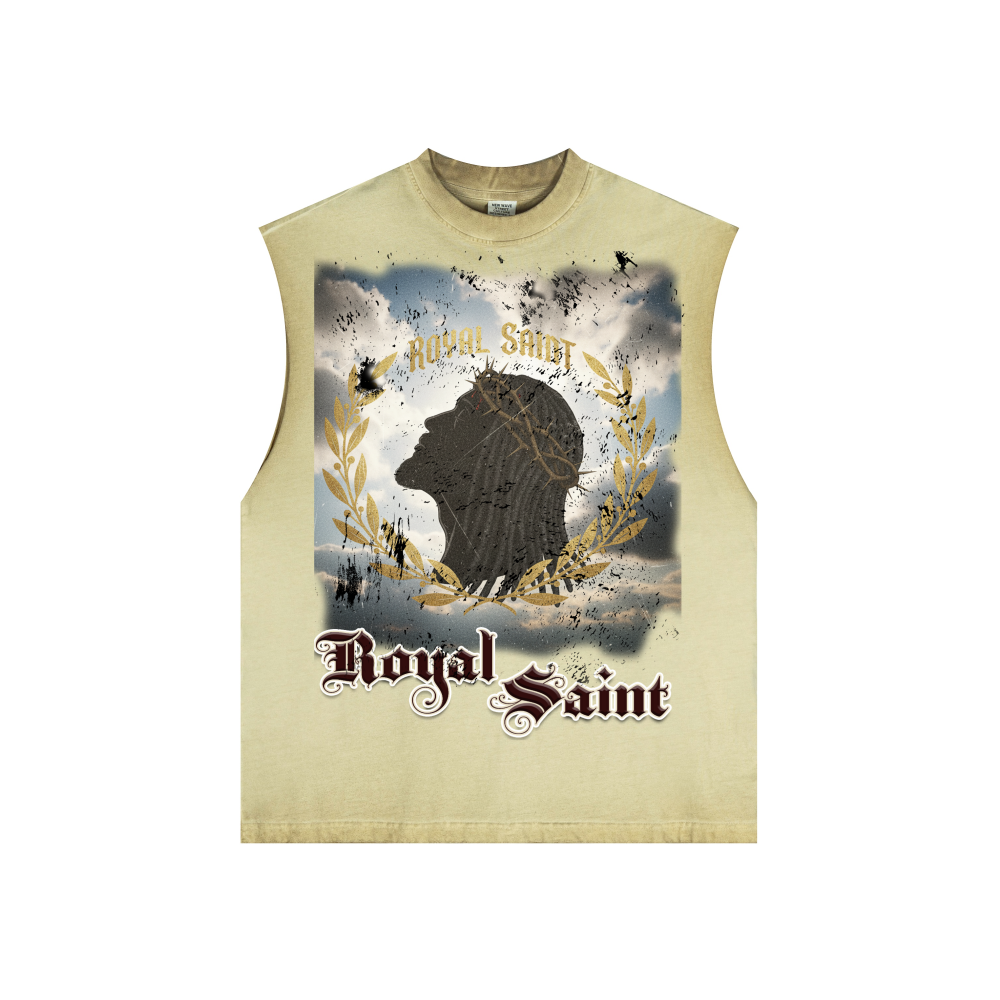 Washed Crew Neck Tank Top(250GSM)