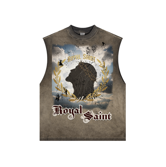 Washed Crew Neck Tank Top(250GSM)