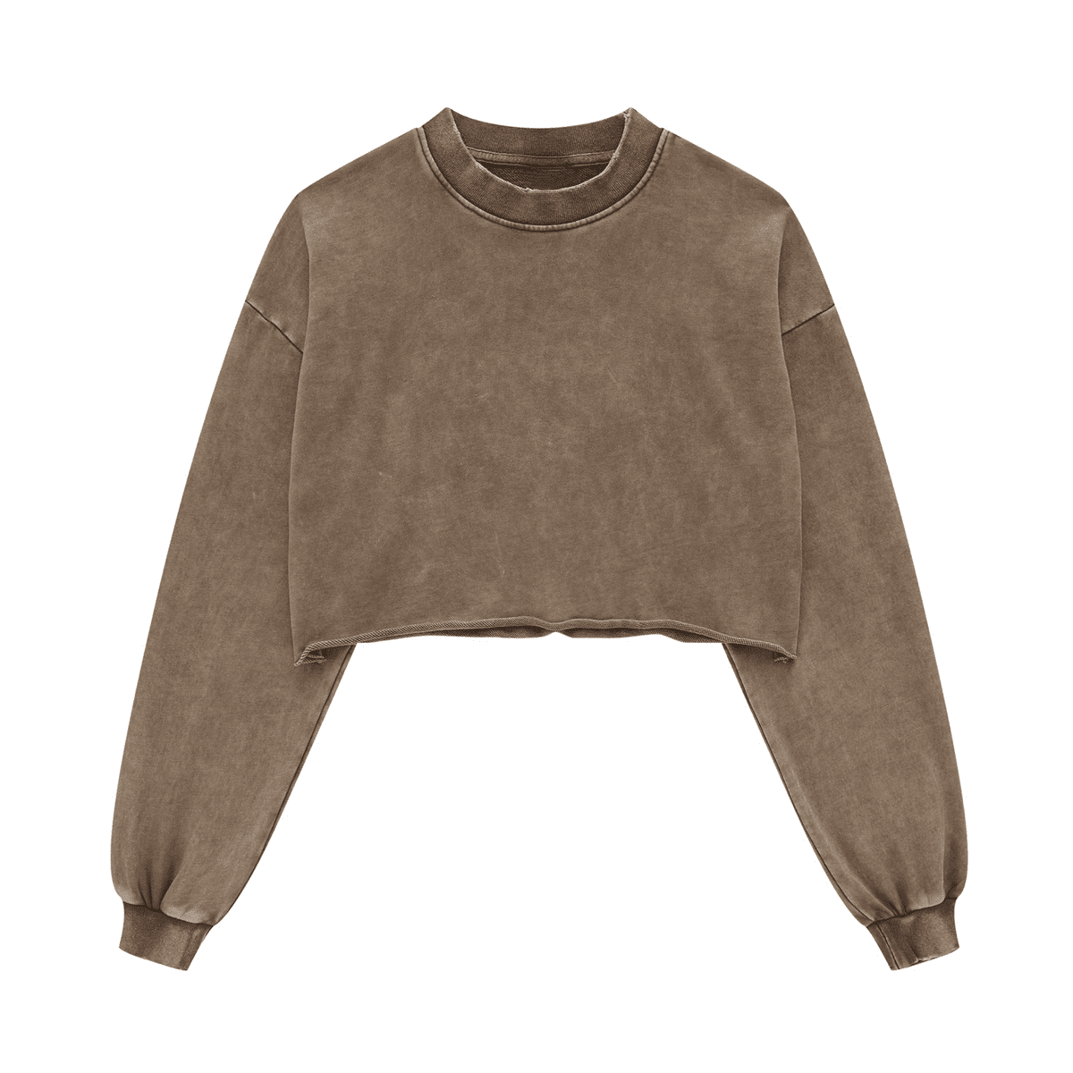 Washed Raw-Edge Cropped Crew Neck Sweatshirt（380GSM）