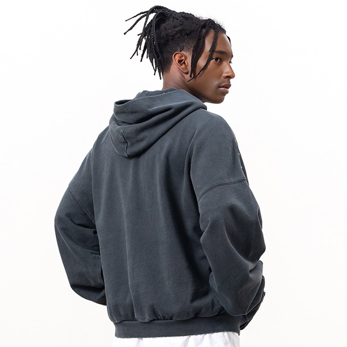 Reverse Pocket Design Distressed Hoodie(440GSM)