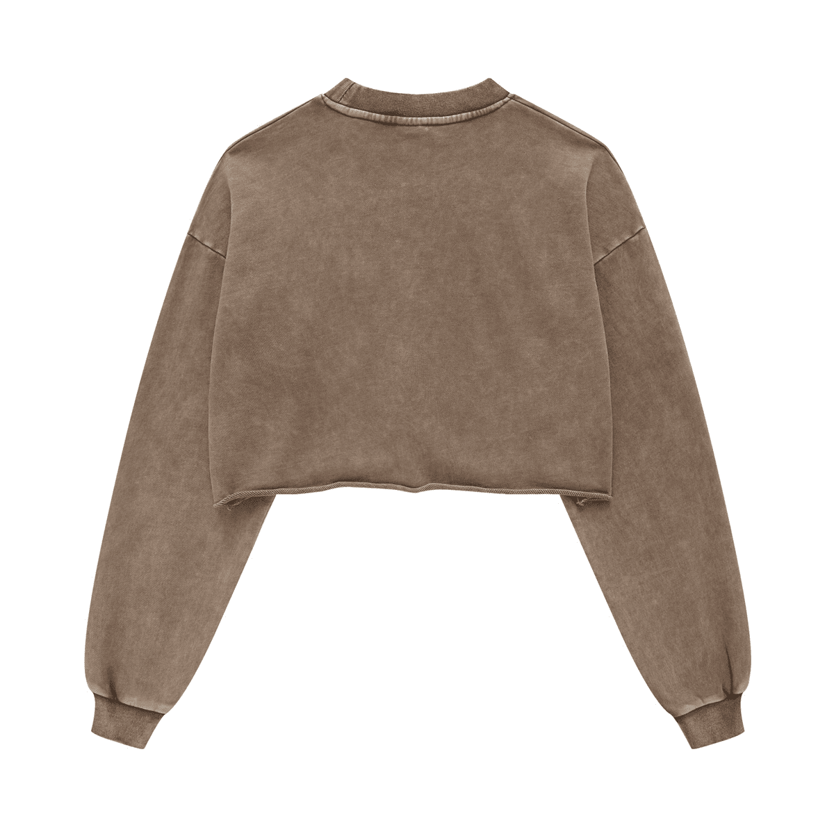 Washed Raw-Edge Cropped Crew Neck Sweatshirt（380GSM）