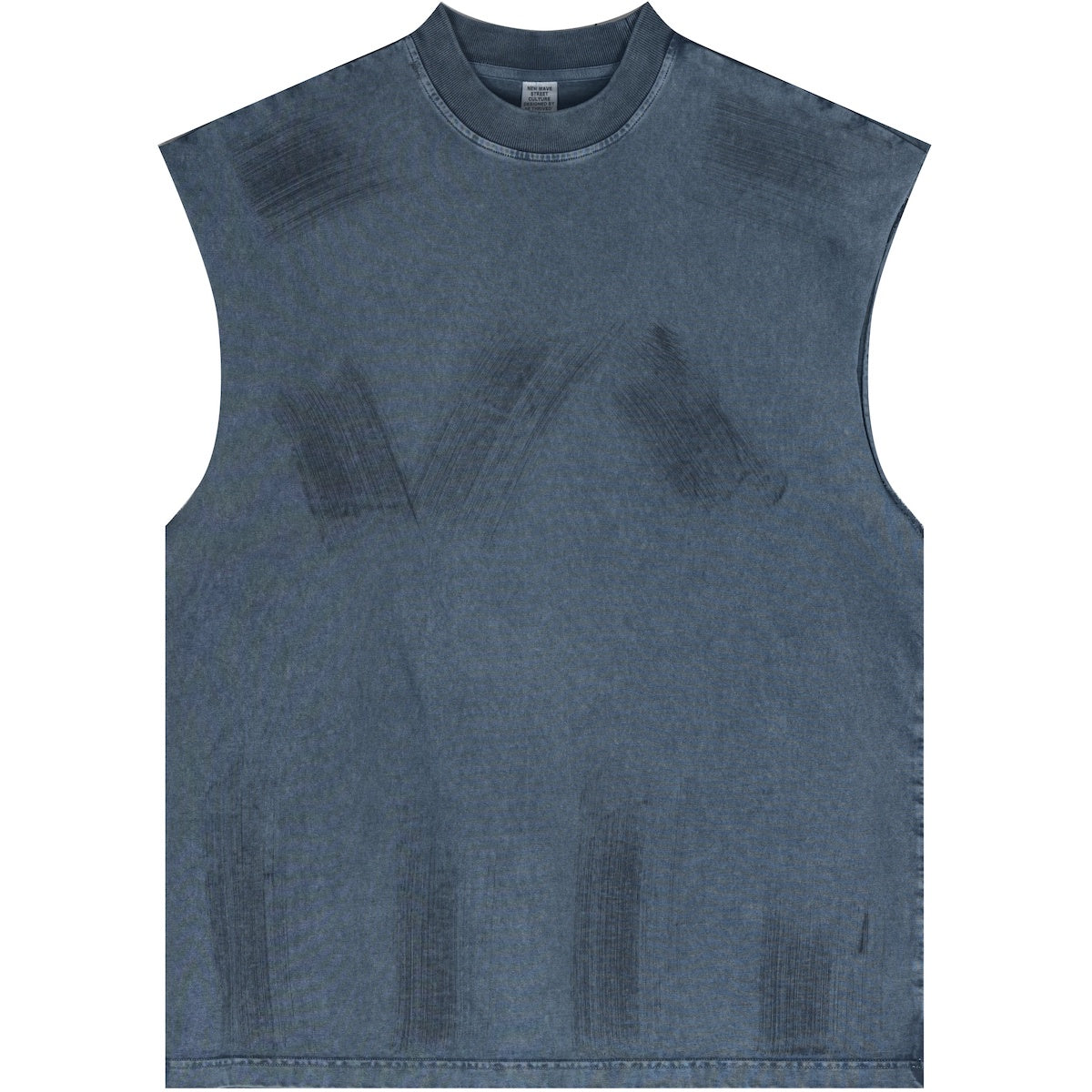 Distressed High Street Round Neck Sleeveless Tank Top(310GSM)