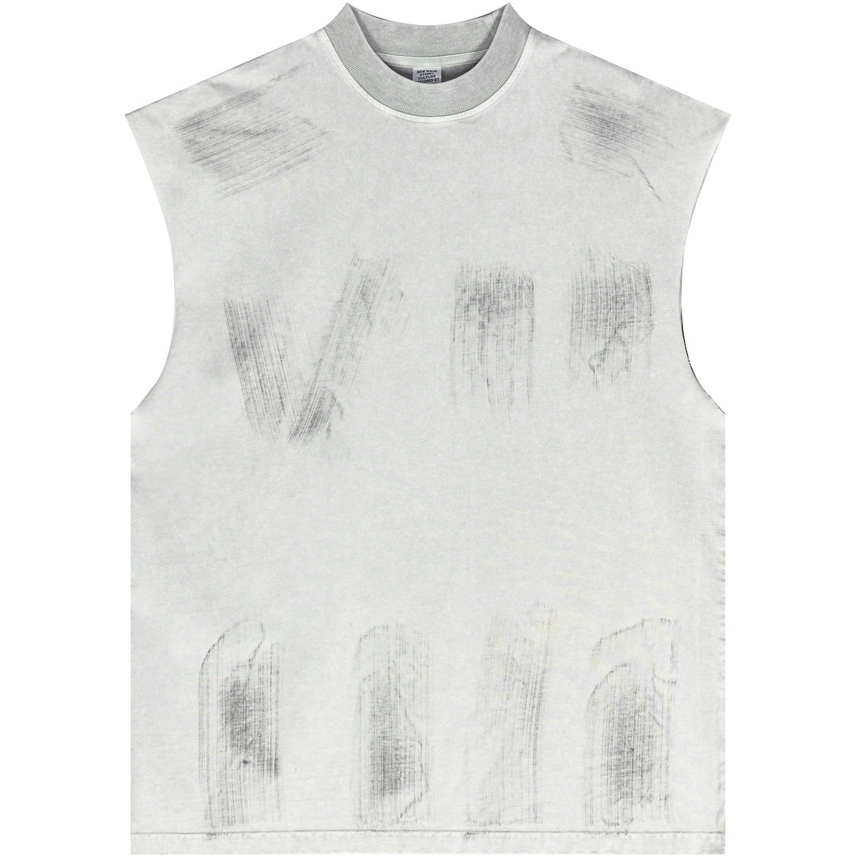 Distressed High Street Round Neck Sleeveless Tank Top(310GSM)