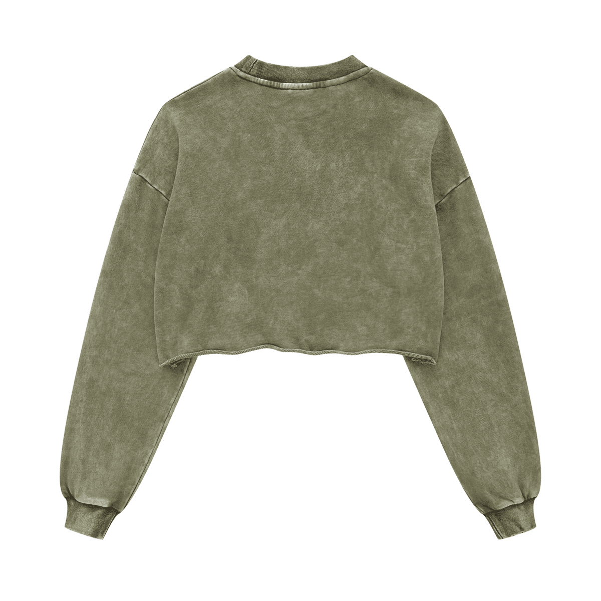 Washed Raw-Edge Cropped Crew Neck Sweatshirt（380GSM）