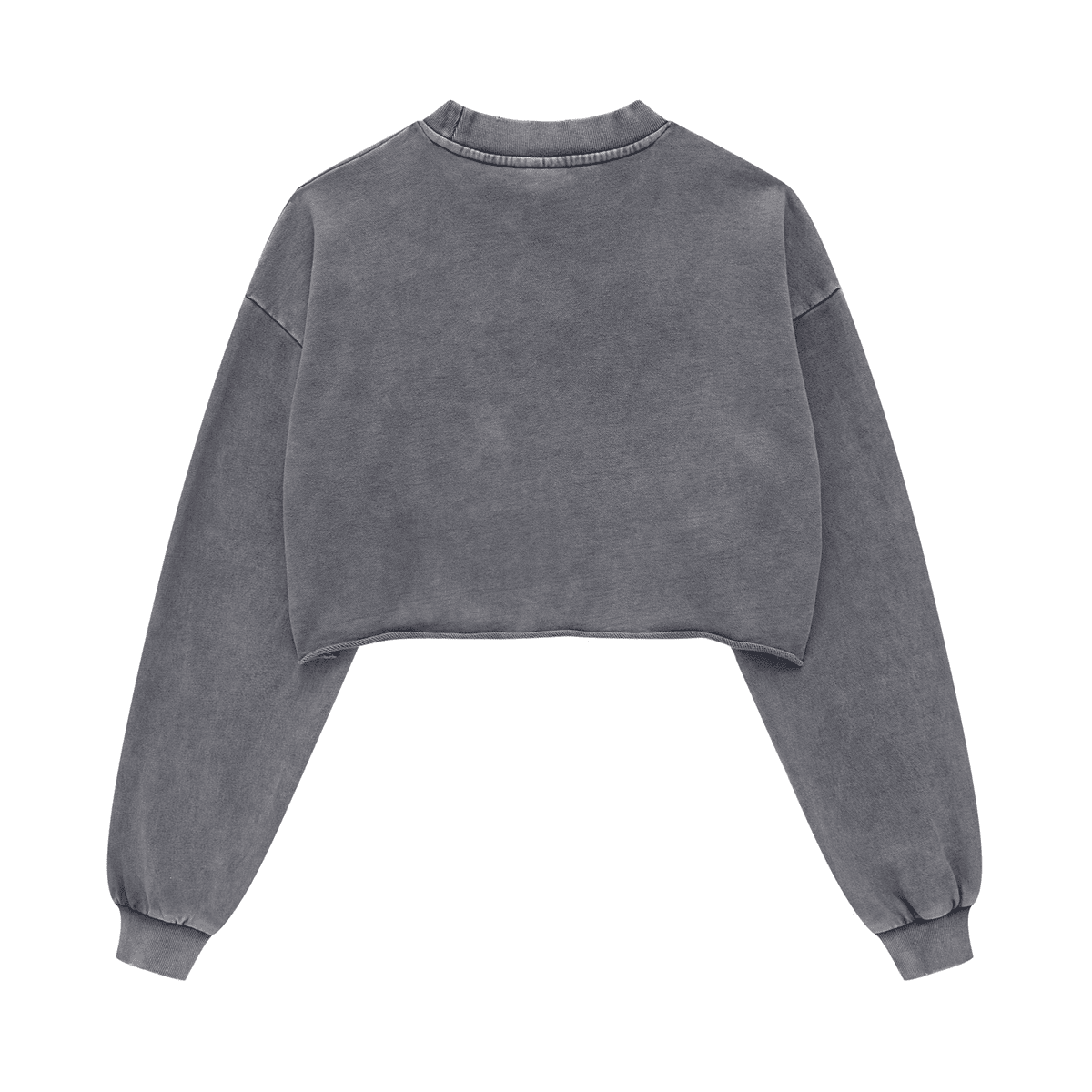 Washed Raw-Edge Cropped Crew Neck Sweatshirt（380GSM）