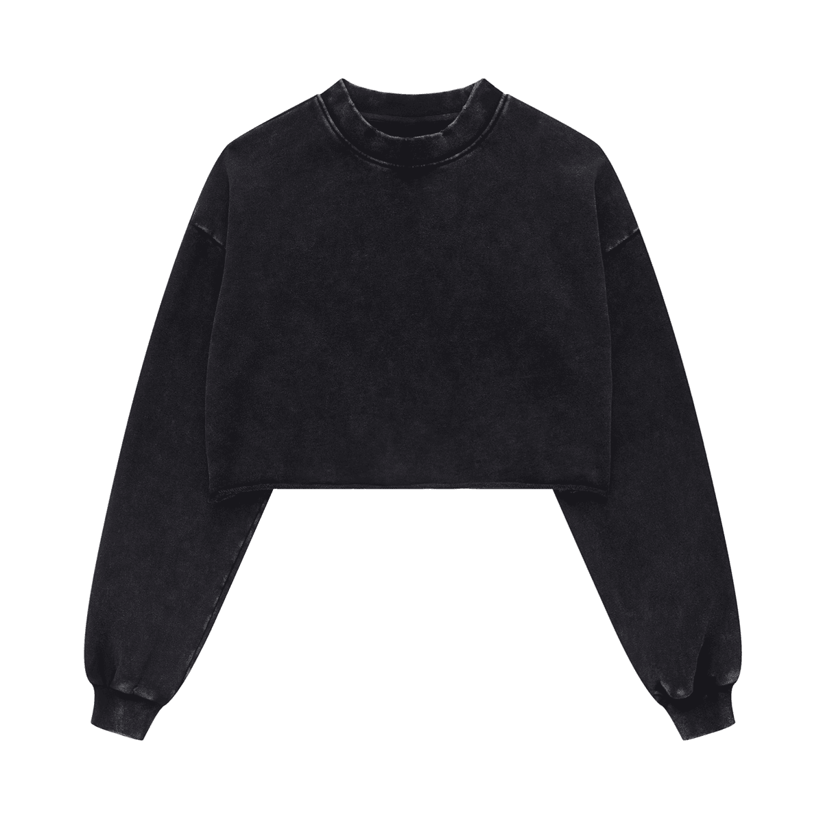 Washed Raw-Edge Cropped Crew Neck Sweatshirt（380GSM）