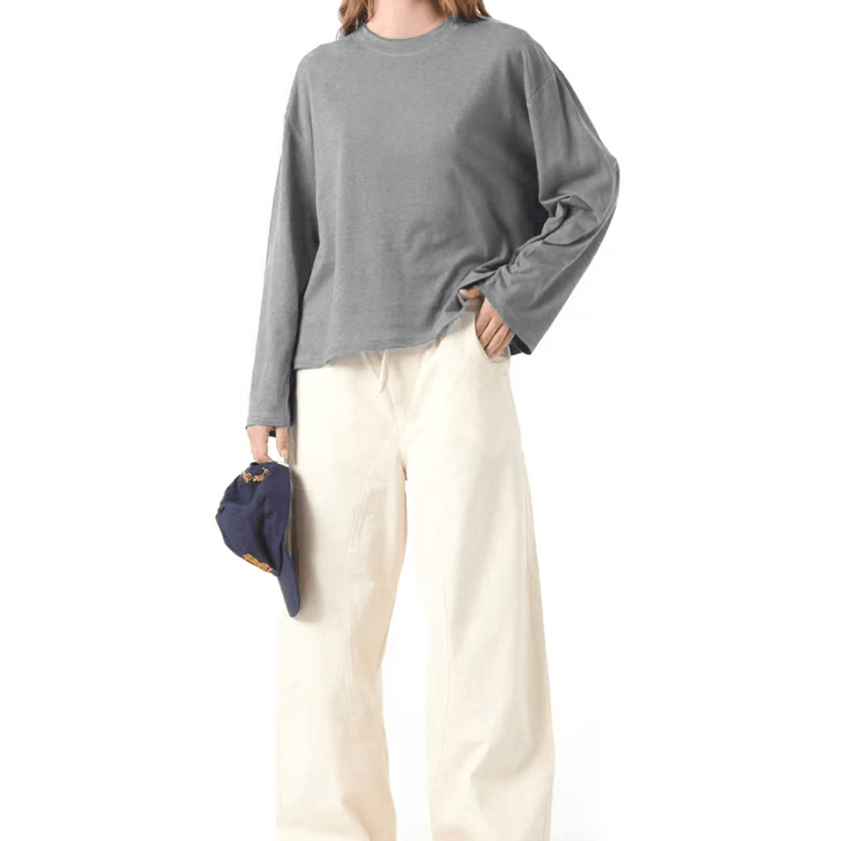 Unisex 100% Combed Cotton Cropped Long Sleeve T-shirt (305 GSM)