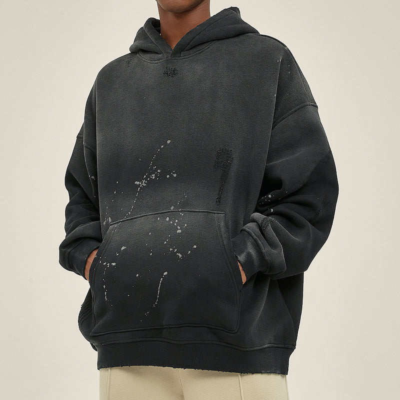 Heavyweight Vintage Wash Frayed Fleece Hoodie (360GSM)